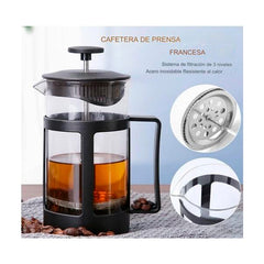 Cafetera Prensa Francesa En Vidrio Cafetera De Embolo 600 ML OMC-470