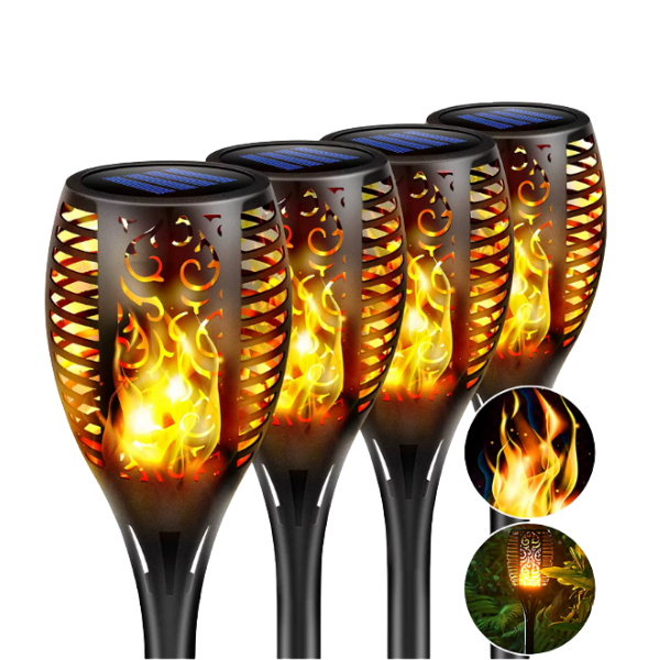 Antorcha Led Solar Tipo Estaca Luz Llama Fuego OMC-098