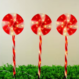 LUZ SOLAR DE NAVIDAD, SET x 3 PALETAS DE CARAMELO  OMC- 081
