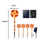 LUZ SOLAR DE NAVIDAD, SET x 3 PALETAS DE CARAMELO  OMC- 081