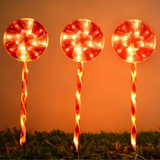 LUZ SOLAR DE NAVIDAD, SET x 3 PALETAS DE CARAMELO  OMC- 081