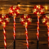 LUZ SOLAR DE NAVIDAD, SET x 3 PALETAS DE CARAMELO  OMC- 081