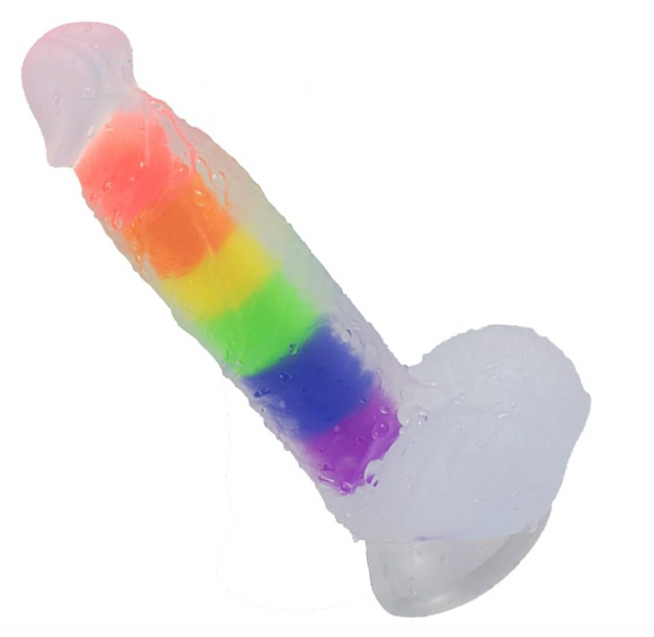 Consolador realista de silicona transparente arco iris  OMC-367