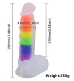 Consolador realista de silicona transparente arco iris  OMC-367