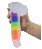 Consolador realista de silicona transparente arco iris  OMC-367