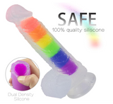 Consolador realista de silicona transparente arco iris  OMC-367