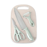 Set de cocina Tabla para Picar, Cuchillo, Tijeras y Pelador OMC-465