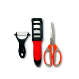 Set Afilador Cuchillos 3 En 1 + Pelador De Papa + Cuchillo-OMC-493