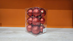 SET X 12 BOLAS ROJAS ESCARCHADAS POC-2008