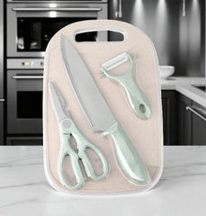 Set de cocina Tabla para Picar, Cuchillo, Tijeras y Pelador OMC-465