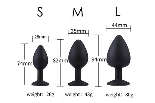 6 Plugs Anales de Silicona con Joyas Talla L